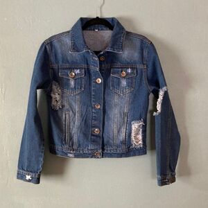 UGH distressed embroidered jean jacket size small